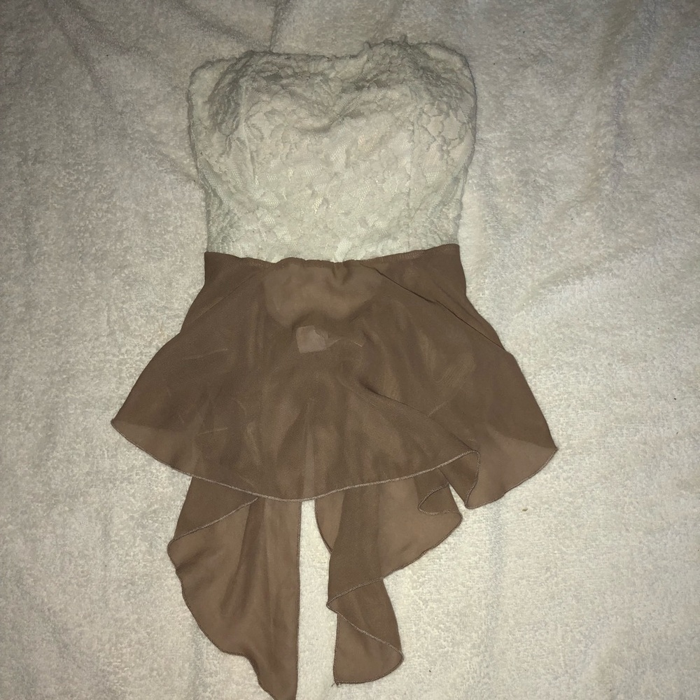 WHITE AND BROWN BLOUSE